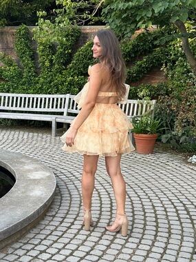 Strapless Special Event Dress Peach Tiered Mini Dress